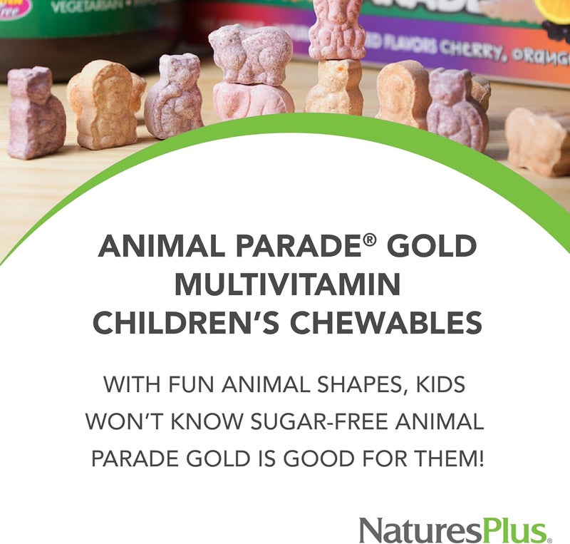 NaturesPlus Natures Plus Animal Parade Gold Multivitamin Childrens Chewables  Watermelon Flavor  120 AnimalShaped Tablets  Vitamin D3 K2  Probiotics  Vegan Gluten Free  60 Total Servings - Image 3