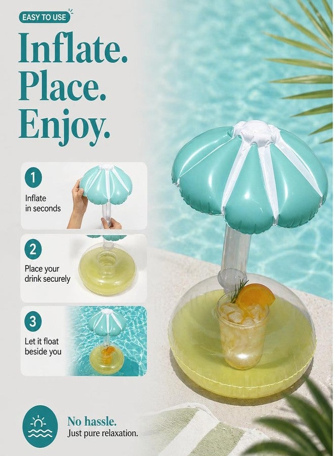 ARUP Swimming Floatation Devices Pool Drink Holder with Umbrella – Floating Beverage Cooler Ring for Pool, Beach & Parties (Set of 6) - Image 3
