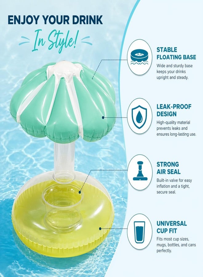 ARUP Swimming Floatation Devices Pool Drink Holder with Umbrella – Floating Beverage Cooler Ring for Pool, Beach & Parties (Set of 6) - Image 2