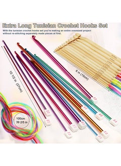 Coopay Coopay 23 PCS Tunisian Crochet Hooks Set Including 11 PCS 2.0-8.0mm Metal Long Crochet Hooks & 12 PCS 3.0-10.0mm Carbonized Bamboo Afghan Crochet Needles with Cable, Crochet Hook Set Extra Long  - Image 5