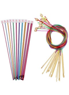 Coopay Coopay 23 PCS Tunisian Crochet Hooks Set Including 11 PCS 2.0-8.0mm Metal Long Crochet Hooks & 12 PCS 3.0-10.0mm Carbonized Bamboo Afghan Crochet Needles with Cable, Crochet Hook Set Extra Long  - Image 1