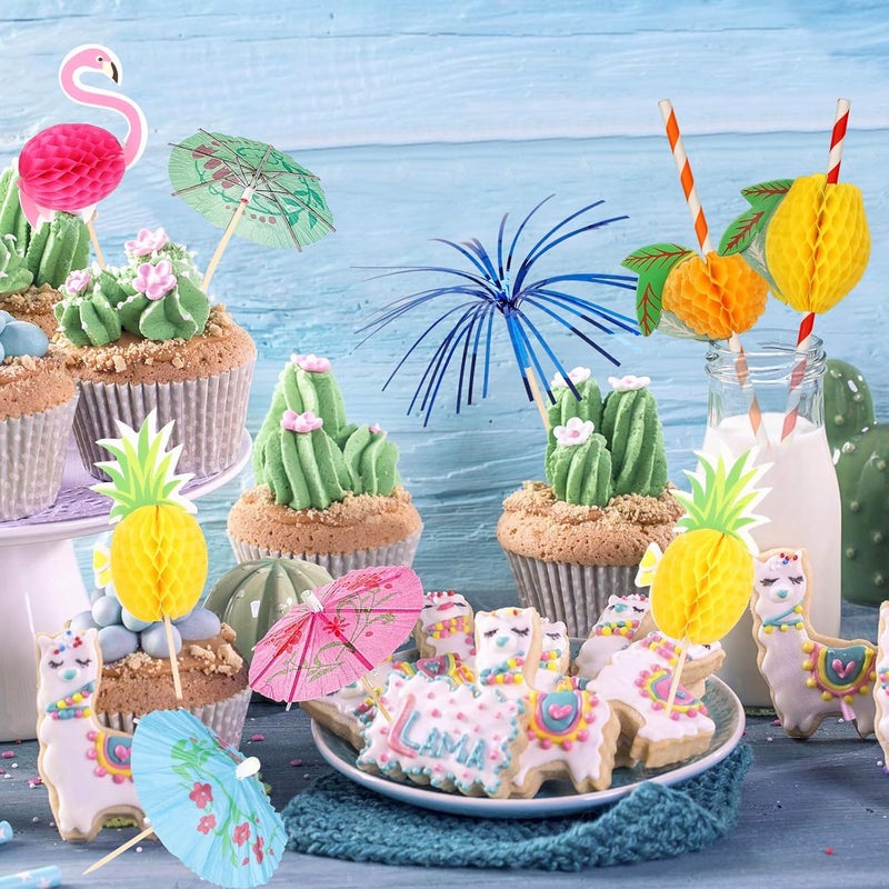 Mooshy Pack of 120 Cocktail Decoration Umbrellas for Cocktail Party Decorations, with Wooden Cocktail Umbrellas, Cocktail Picks, Party Drinking Decorations and Wedding Party Bar Drinks Cake Decoration - Image 4
