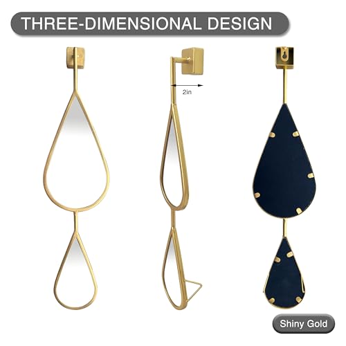 BAODANFU Wall Mirrors Decorative, Gold Tear Drop Shape Mirrors for Wall of Entryway, Living Room, Bedroom, Over Fireplace, Mantle Wall Decor Golden (Shiny Gold, 5 Pack) - Image 5