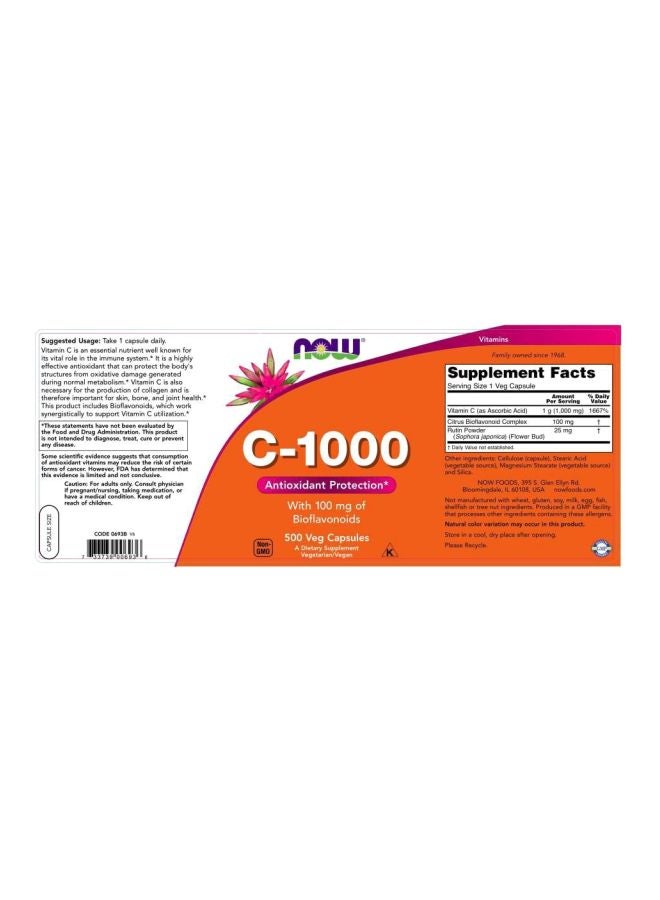 Now Foods C-1000 Antioxidant Protection 100mg - 500 Veg Capsules - Image 2