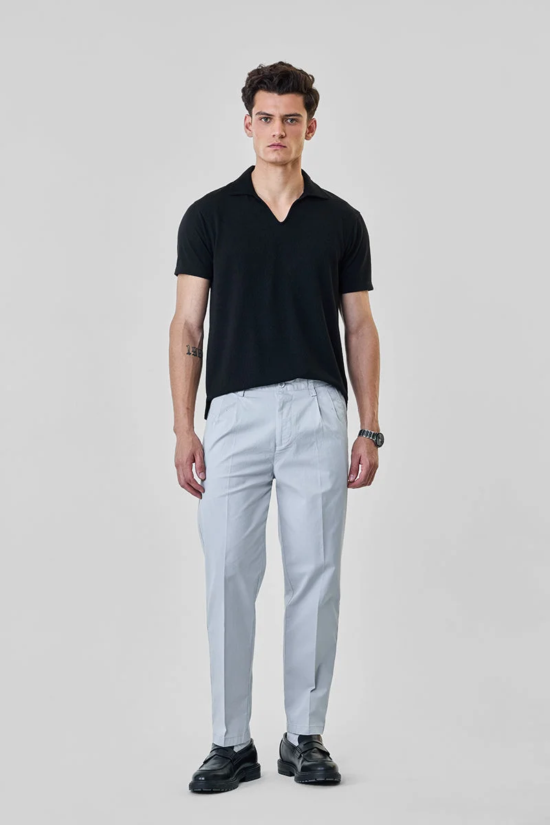 SNITCH Light Grey Solid Regular Fit Casual Chinos