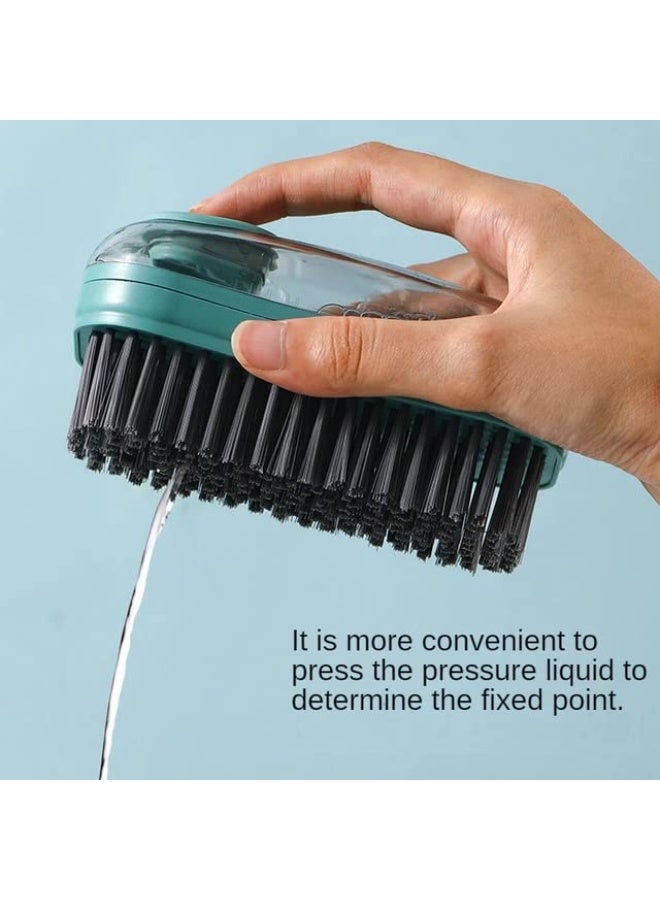 فرشاة تنظيف هيدروليكية متعددة الوظائف مع موزع سائل أوتوماتيكي، فرشاة غسيل وغسل أطباق بشعيرات ناعمة للأحذية والأحواض والمقالي وتنظيف المطبخ والحمام، تصميم مريح مانع للانزلاق، أزرق - Image 4