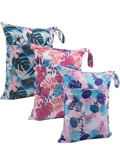 babygoal Babygoal Wet Dry Bags for Baby Cloth Diapers, Washable Travel Bags, Beach, Pool, Gym Bag for Swimsuits & Wet Clothes with Two Zippered Pockets 3 Pack  - Image 4
