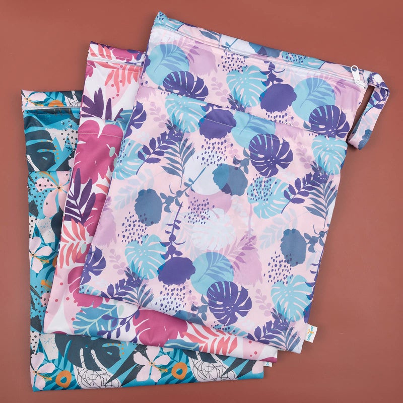 babygoal Wet Dry Bags for Baby Cloth Diapers, Washable Travel Bags, Beach, Pool, Gym Bag for Swimsuits & Wet Clothes with Two Zippered Pockets 3 Pack, 3LN19 - Image 3