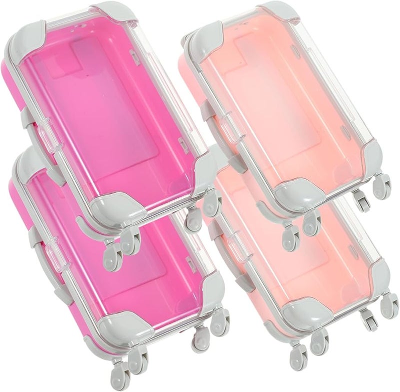 4 Pcs Mini Suitcase Makeup Organizer Travel Portable Case For Women Black - Image 1