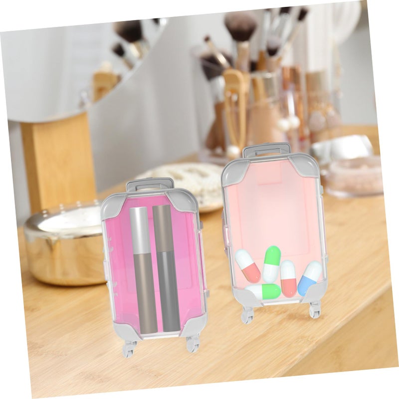 4 Pcs Mini Suitcase Makeup Organizer Travel Portable Case For Women Black - Image 4