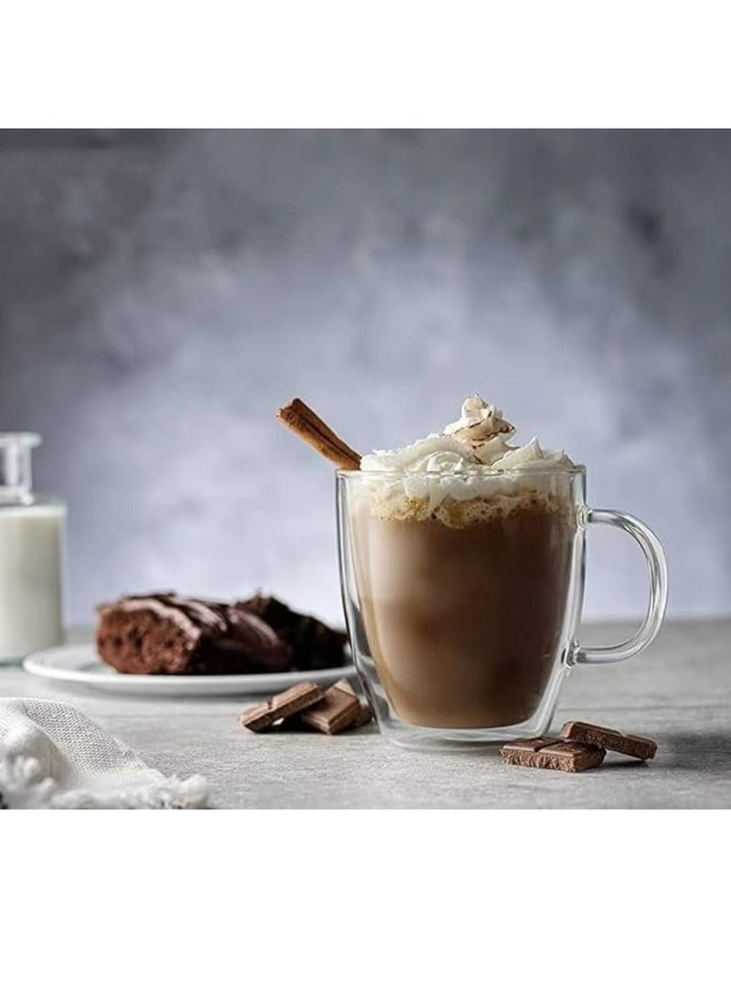 كول بيبي طقم قهوة زجاجي من كول بيبي مكون من قطعتين - كوب زجاجي معزول بجدار مزدوج مع مقبض، كوب قهوة يومي مثالي لماكينات الإسبريسو والقهوة (250 مل) - Image 2