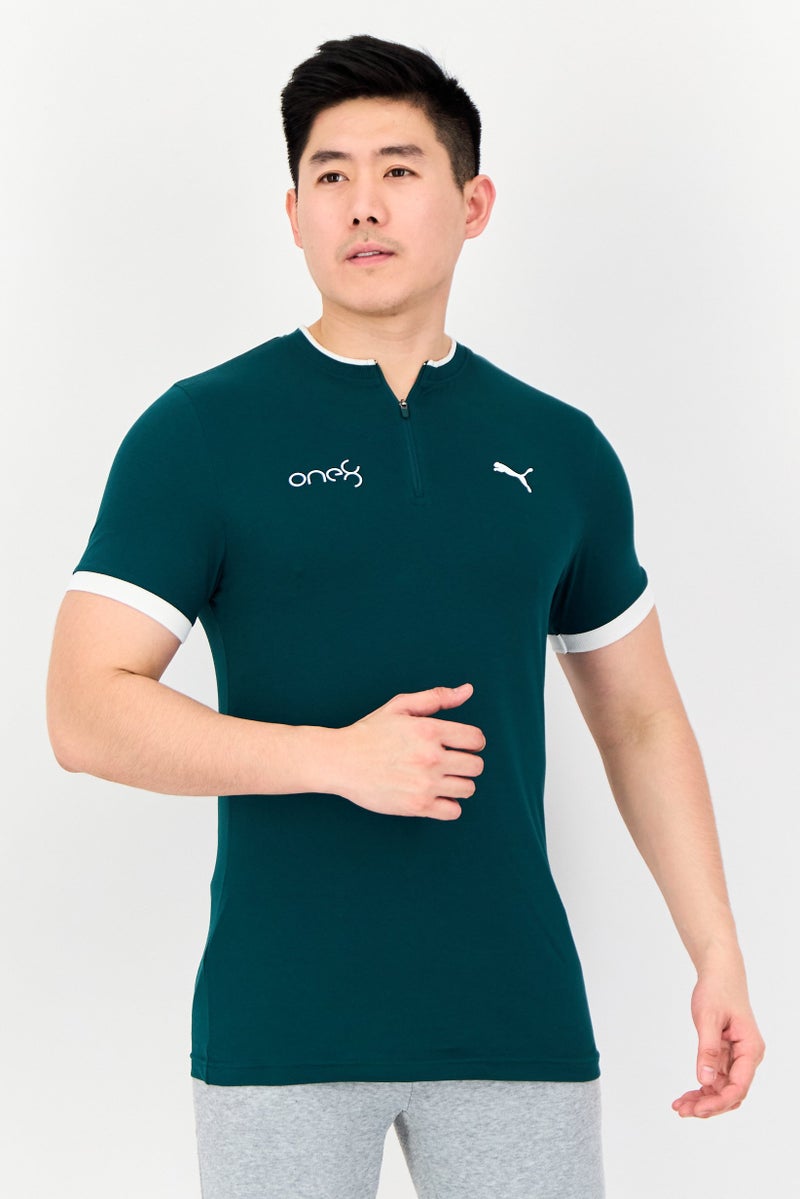 PUMA تي شيرت بولو رياضي للرجال بأكمام قصيرة، خارجي، أخضر - Image 1