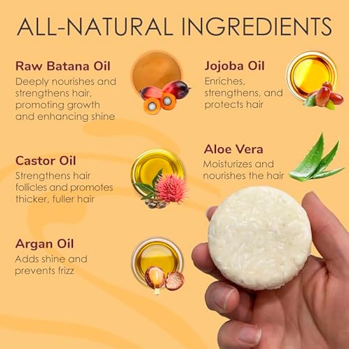 Relaxcation MADE IN USA Batana Oil Solid Shampoo Bar and Conditioner Bar for Hair Growth, Reduces Hair Loss, Hydrates Dry Hair, Improves Scalp Health Handcrafted in USA, Travel-Friendly - Image 2