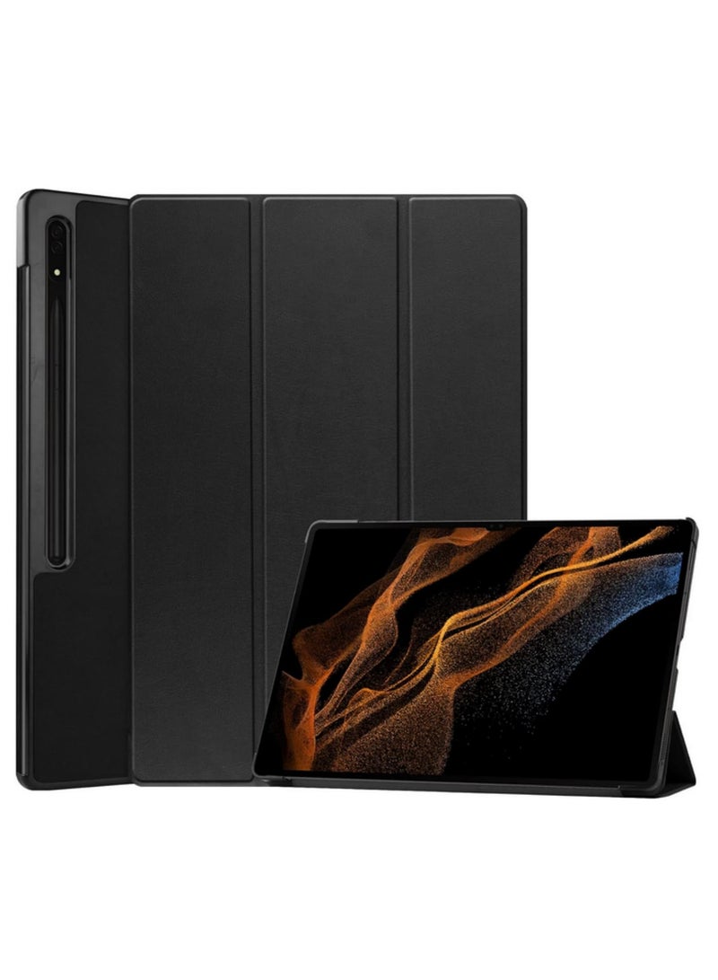 1pcs Slim Stand Protective Cover for Samsung Galaxy Tab S10 Ultra 14.6 inch Released 2024 with S Pen Holder Auto Wake Sleep Funda For SM-X910 Black - Image 1