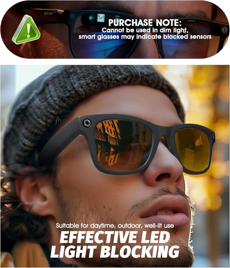 كيلا غطاء إضاءة LED، 12 قطعة من ملصقات التعتيم اللاصقة، وسادات حماية الخصوصية المتوافقة مع مؤشر النظارات الذكية، أسود - Image 2