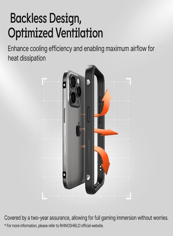 RHINOSHIELD RhinoBuff FPS Precision Kit Compatible with [iPhone 15 Pro Max] | Gaming Controller Bumper Case with Matte Screen Protector, Sensor Button for PUBG, Optimal Ventilation - Black - Image 2