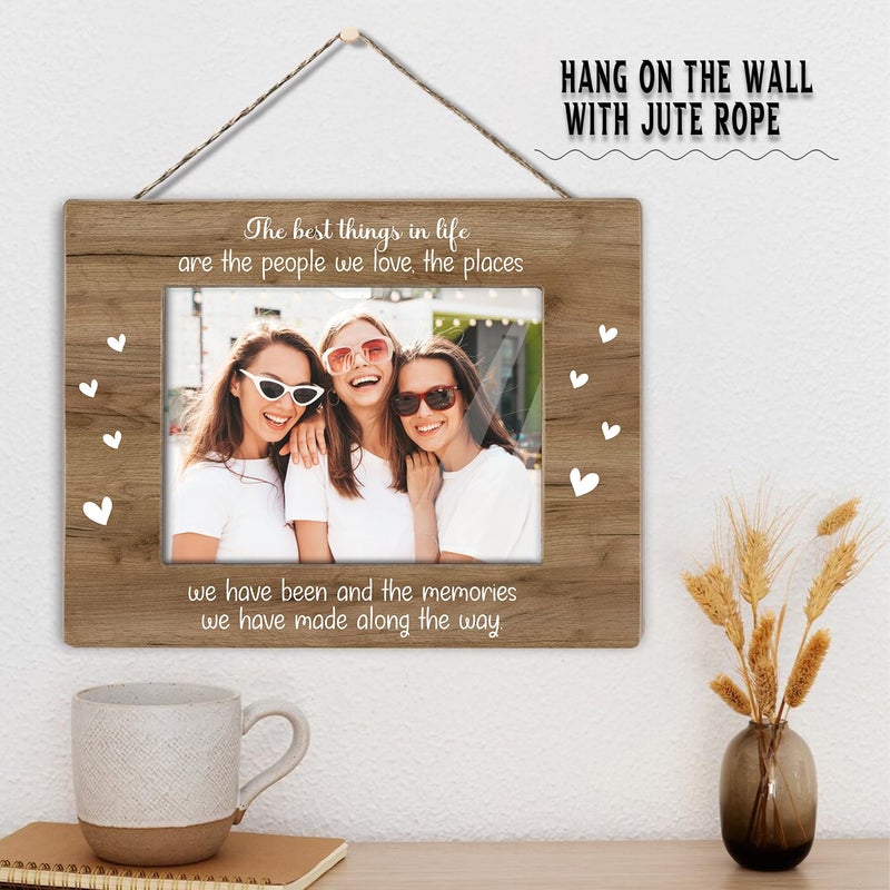 KLYTINK Rustic Wood Picture Frame,Best Things in Life Are The People We Love,Inspirational Photo Frame for Birthday,Graduation, Christmas Gift for Sister,Family,or Friends Fits 5x7 Photo(Best life-1) - Image 4