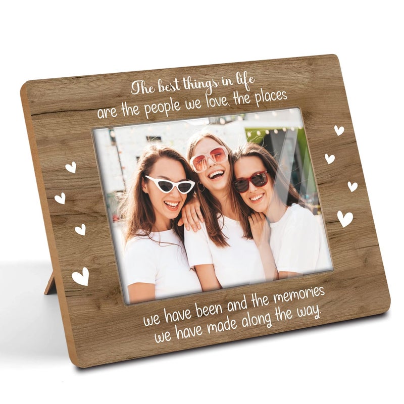 KLYTINK Rustic Wood Picture Frame,Best Things in Life Are The People We Love,Inspirational Photo Frame for Birthday,Graduation, Christmas Gift for Sister,Family,or Friends Fits 5x7 Photo(Best life-1) - Image 1