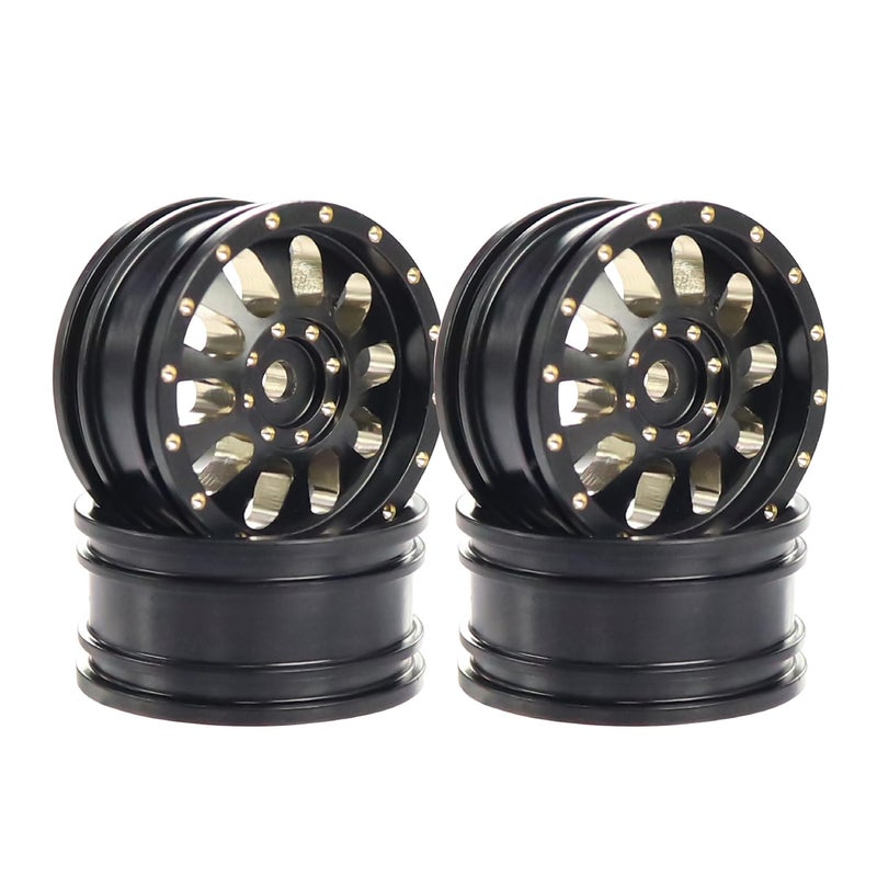 FACCNOY 4pcs Black Coating Brass 23g Wheel Rim Hub Offset 07 for AXIAL SCX30 Jeep Wrangler JLU Ford Bronco 130 RC Crawler Car Upgrade Parts 10 Holes - Image 3