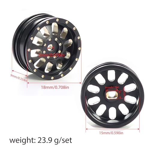 FACCNOY 4pcs Black Coating Brass 23g Wheel Rim Hub Offset 07 for AXIAL SCX30 Jeep Wrangler JLU Ford Bronco 130 RC Crawler Car Upgrade Parts 10 Holes - Image 5