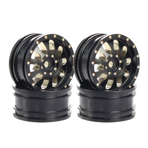 FACCNOY 4pcs Black Coating Brass 23g Wheel Rim Hub Offset 07 for AXIAL SCX30 Jeep Wrangler JLU Ford Bronco 130 RC Crawler Car Upgrade Parts 10 Holes - Image 1