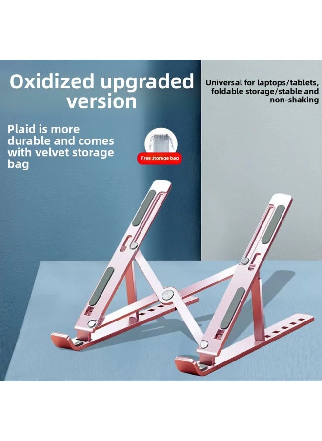 Generic Laptop Bracket N3 All Aluminum Alloy Laptop Bracket Folding Lifting Desktop Oxidation High-end-Colour:[full Aluminum Alloy] Oxidized Version + Full Silicone  - Image 4