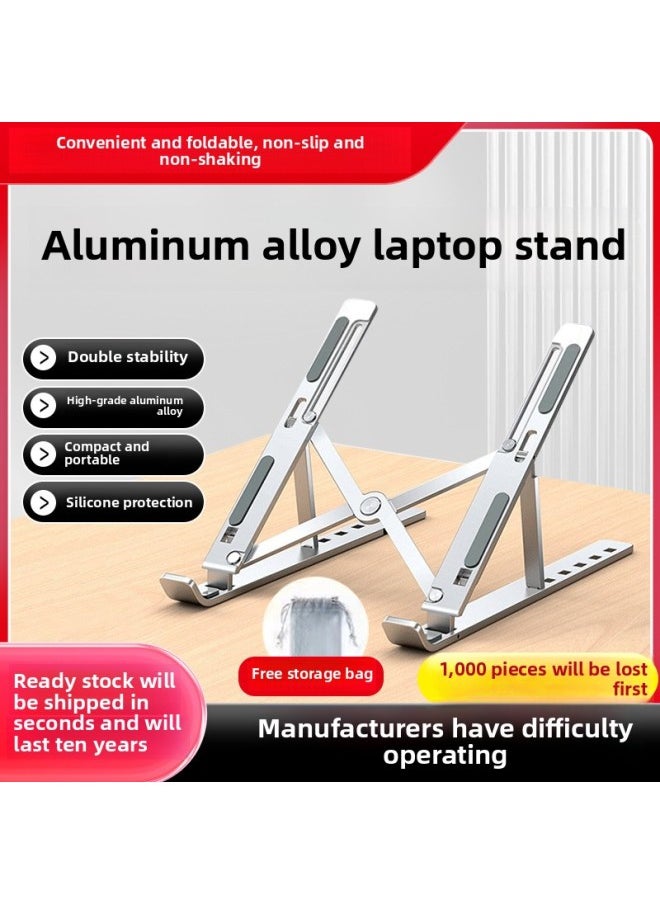 Generic Laptop Bracket N3 All Aluminum Alloy Laptop Bracket Folding Lifting Desktop Oxidation High-end-Colour:[full Aluminum Alloy] Oxidized Version + Full Silicone  - Image 2