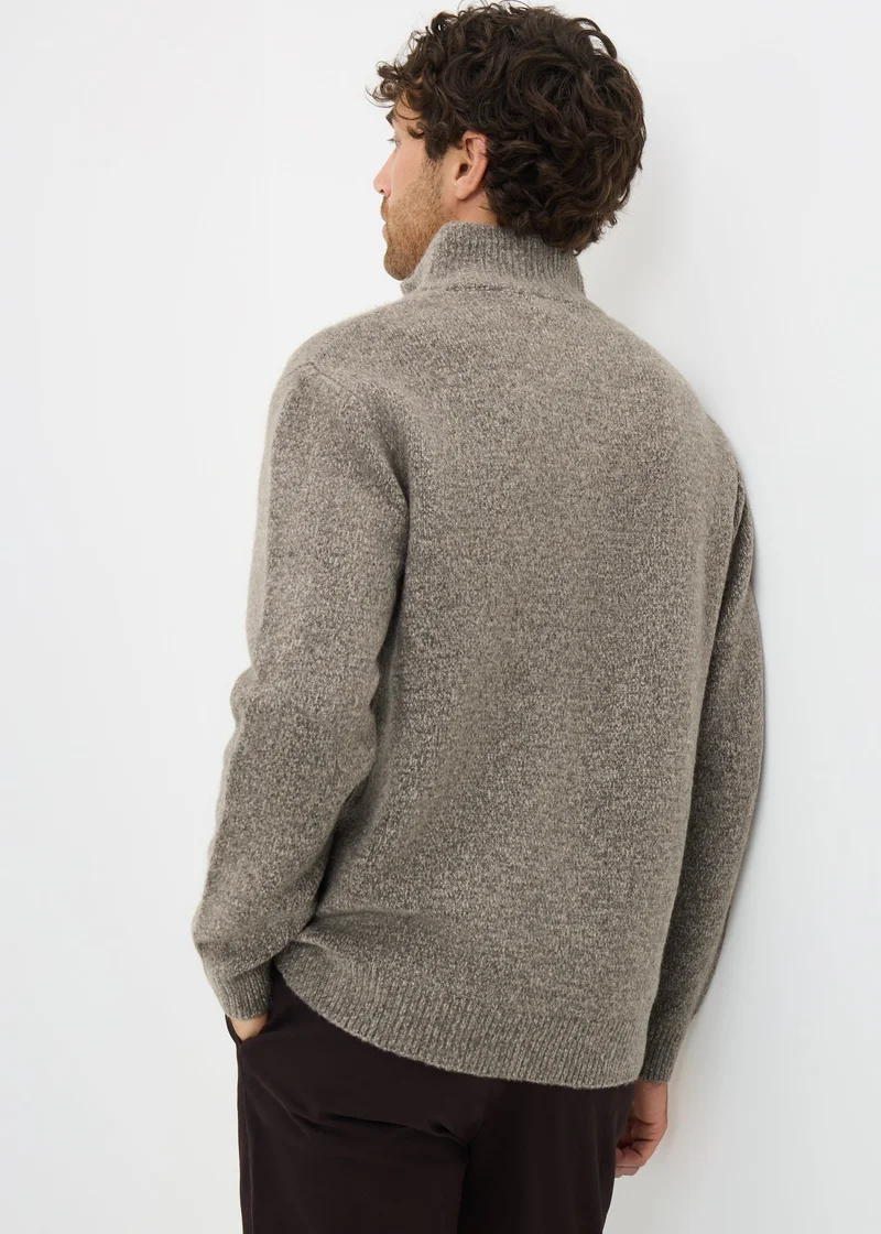 Matalan Brown Cosy Ribbed 1/4 Zip