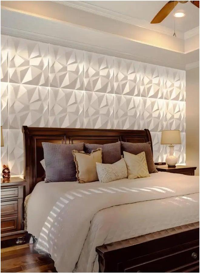 12 Pcs 3D Wall Panel Texture PVC Wallpaper Diamond Design Decorative Cover For Living Room Lobby Bedroom Office Material White Each 30x30cm
