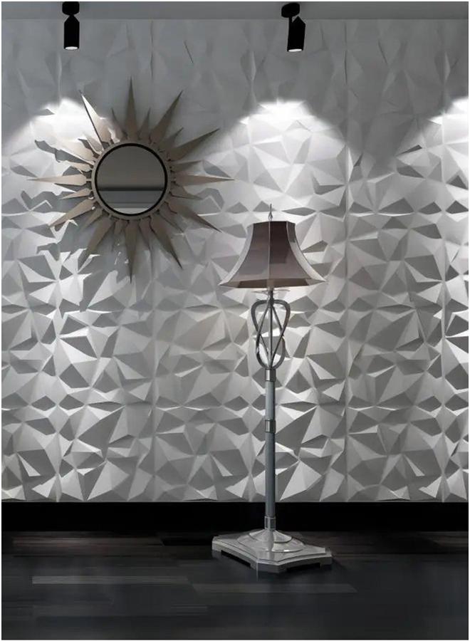 12 Pcs 3D Wall Panel Texture PVC Wallpaper Diamond Design Decorative Cover For Living Room Lobby Bedroom Office Material White Each 30x30cm