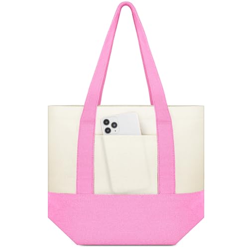 Amylove Mini Canvas Tote Bag with Pockets Duty Canvas Sublimation Blank Small Bag Mini Reusable Tote for Crafts DIY9 X 8Pastel Pink Color1 Pcs - Image 1