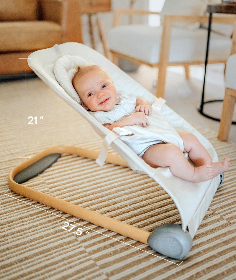 Fodoss Baby Bouncer, Portable Bouncer Seat for Babies, Ergonomic Design Baby Bouncer Chair, Baby Bassinet for Infants, Beige - Image 4
