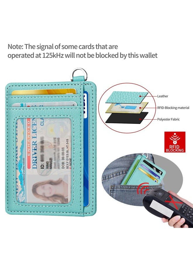 EcoVision Slim Minimalist Front Pocket Wallet, RFID Blocking Credit Card Holder Wallet with Detachable D-Shackle for Men Women, 1 Litchi Ocean Blue, M, Fashionable - Image 4