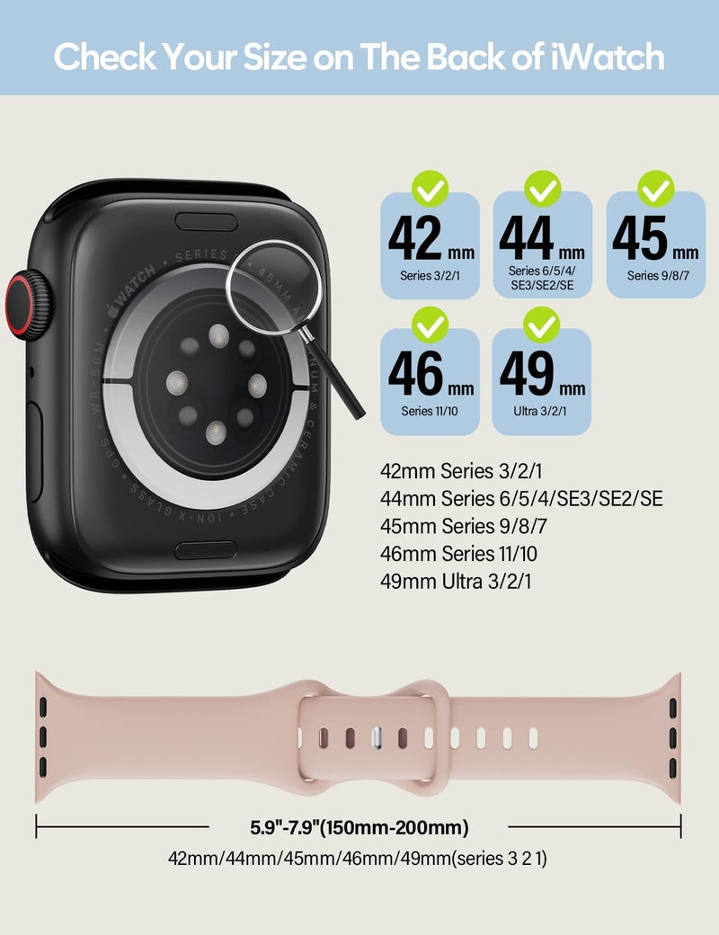 SuperNaNa Sport Silicone Band Compatible with Apple Watch Bands 40mm 38mm 41mm 44mm 45mm 42mm 49mm Women Men,Soft Wristband Waterproof Replacement Sport Strap for iWatch Bands Series 9 8 7 6 5 4 3 2 1 SE Ultra - Image 2