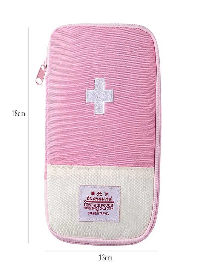 House of Quirk Nylon oxford First Aid Bag,Empty First Aid Pouch,Mini Portable Medical Bag for Outdoor Camping Hiking Travel Emergency,Multifunction Emergency Medicine Storage (Pink) - Image 2