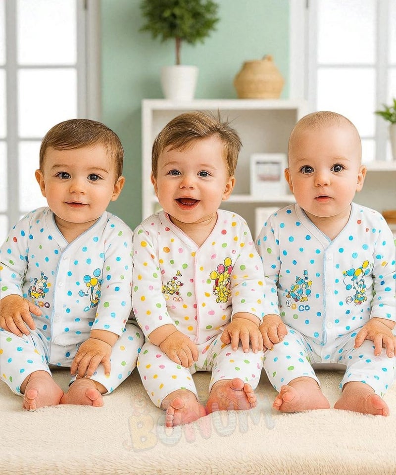 BONUM Kids Cotton Blend Smart and Snazzy Printed Clothing Set, Trendy Kids Outfit Set for Fashionable Fun Pack of 3Pcs (0-3Months), Multicolor - Image 3