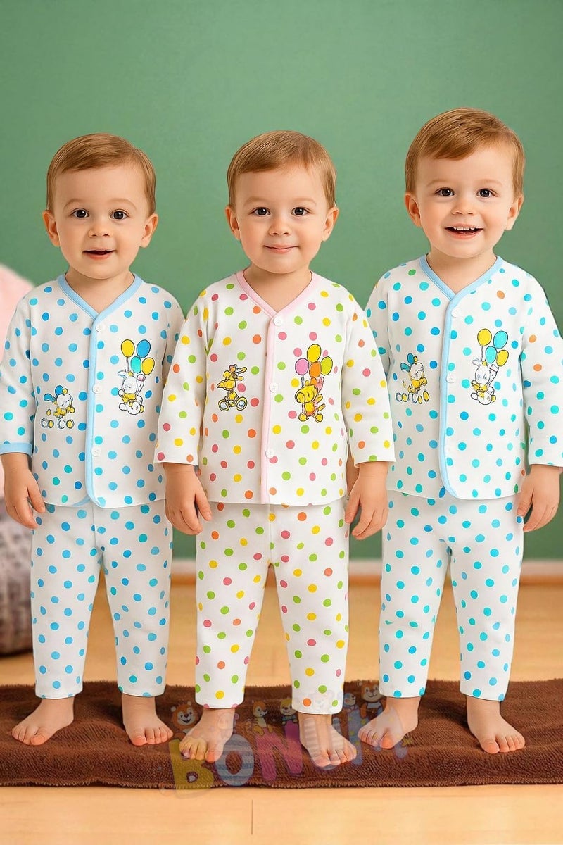 BONUM Kids Cotton Blend Smart and Snazzy Printed Clothing Set, Trendy Kids Outfit Set for Fashionable Fun Pack of 3Pcs (0-3Months), Multicolor - Image 4