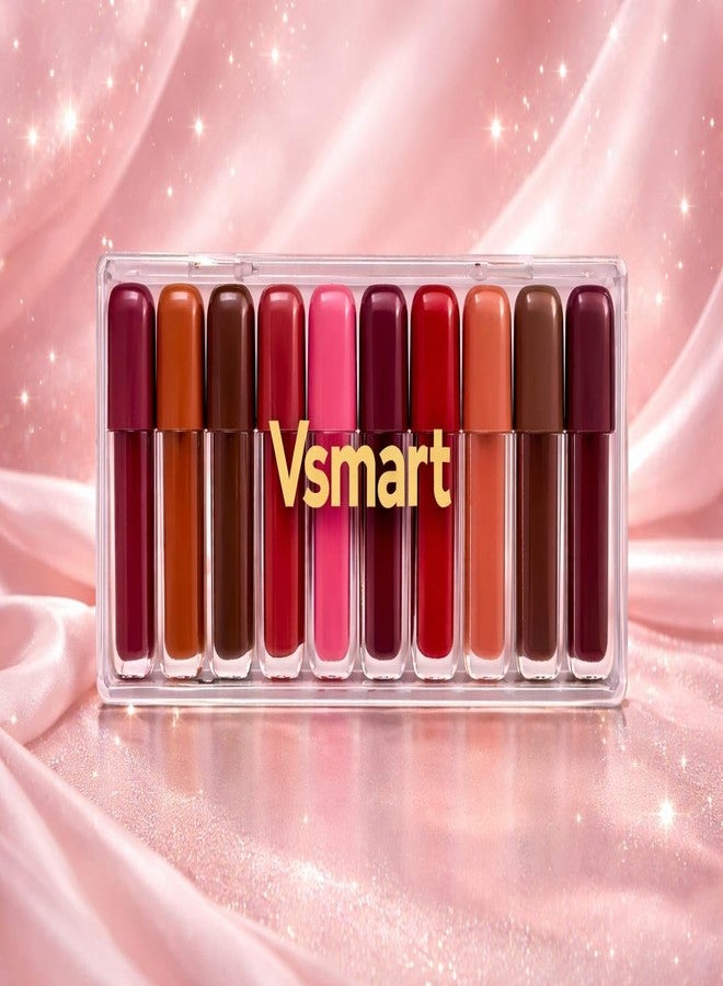 في سمارت مجموعة أحمر شفاه VSmart Super Color Matte - عبوة من 10 قطع، لون مخملي مطفي عالي الصبغة، يدوم طويلاً ومقاوم للماء، مع علبة أنيقة بتصميم هندسي مميز. - Image 3