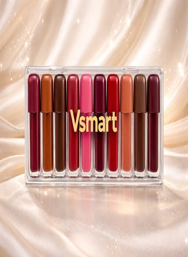 في سمارت مجموعة أحمر شفاه VSmart Super Color Matte - عبوة من 10 قطع، لون مخملي مطفي عالي الصبغة، يدوم طويلاً ومقاوم للماء، مع علبة أنيقة بتصميم هندسي مميز. - Image 5