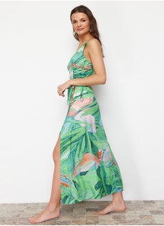 trendyol Floral Pattern Maxi Woven Beach Dress TBESS24EL00098  - Image 1