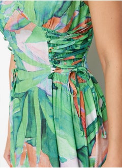 trendyol Floral Pattern Maxi Woven Beach Dress TBESS24EL00098  - Image 5