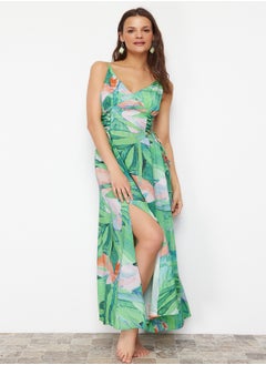 trendyol Floral Pattern Maxi Woven Beach Dress TBESS24EL00098  - Image 2