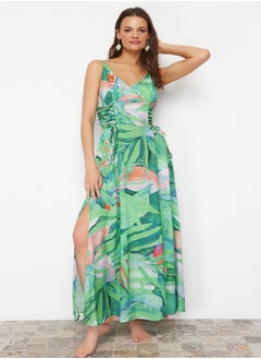 trendyol Floral Pattern Maxi Woven Beach Dress TBESS24EL00098  - Image 3