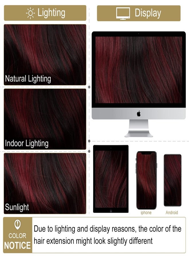 Vigorous Clip in Hair Extensions 4Pcs Black Burgundy mixed Synthetic Hair Extension 20 Inches Full Head Thick Long Wavy Synthetic Hairpieces for Women - Image 5
