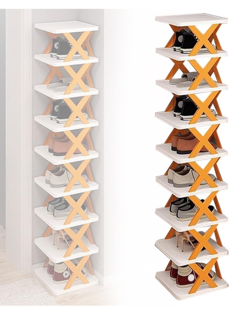 BLOOMING TIME - 9-Layer Simple Shoe Rack, Thickened, Dust-Proof, Space-Saving, Simple Installation, Vibrant Orange - Image 1