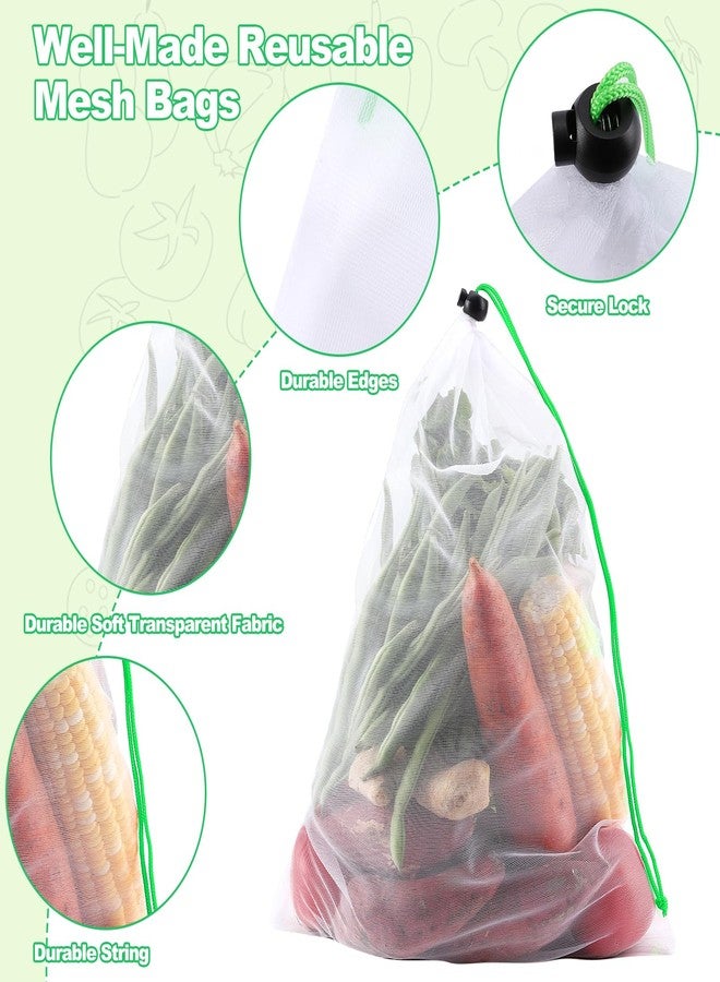 Cabaubl 24 Pack Reusable Produce Bags,Mesh Produce Bags With Drawstring,See-Through Vegetables Fruits Bag,Washable Mesh Bags for Storage Fruit Vegetable Toys - Image 4