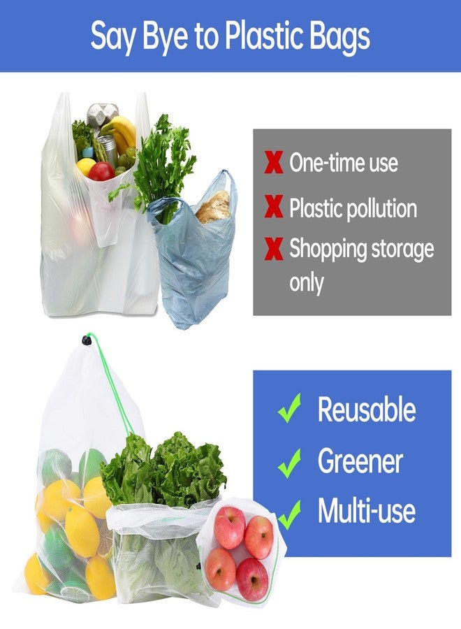 Cabaubl 24 Pack Reusable Produce Bags,Mesh Produce Bags With Drawstring,See-Through Vegetables Fruits Bag,Washable Mesh Bags for Storage Fruit Vegetable Toys - Image 2