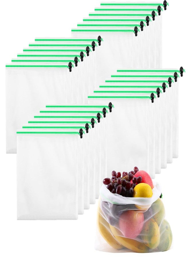 Cabaubl 24 Pack Reusable Produce Bags,Mesh Produce Bags With Drawstring,See-Through Vegetables Fruits Bag,Washable Mesh Bags for Storage Fruit Vegetable Toys - Image 1