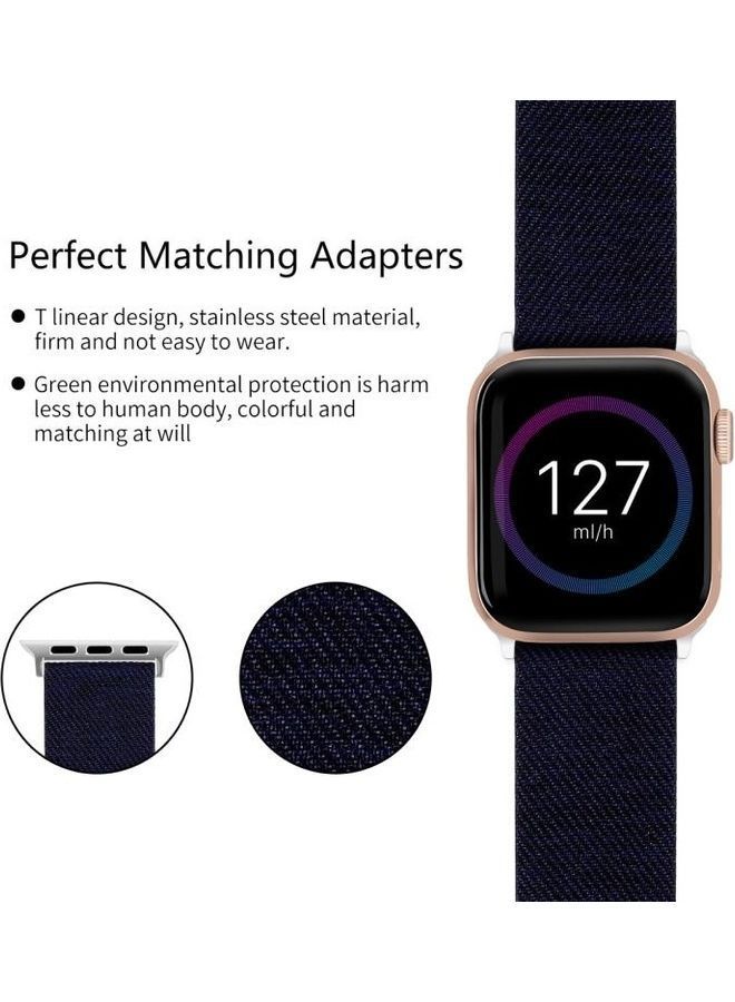NIBEMINENT Ethnic Replacement Watchband For Apple Watch Series 1/2/3/4/5/6/7/SE 38/40/41mm Blue - Image 4