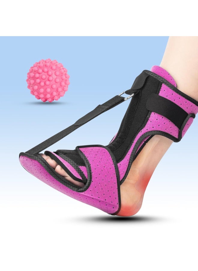 Plantar Fasciitis Night Splint with Massage Ball for Plantar Fasciitis Relief, Soft & Comfortable Foot Brace for Achilles Tendonitis Heal Spur Foot-drop Flat-arch for Women and Men - Image 1
